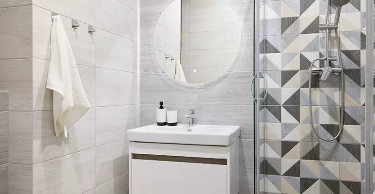 Modern Small Bathroom Walk-In Shower Remodel in Benson